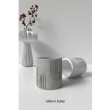 Cageartstudio Desenli Silindir Beton Saksı ve Mumluk Silikon Kalıp K13 - Dekoratif Beton Mumluk Kalıbı K13