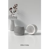 Cageartstudio Geometrik Desenli Beton Saksı ve Mumluk Silikon Kalıp K10 - Dekoratif Beton Mumluk Kalıbı K10