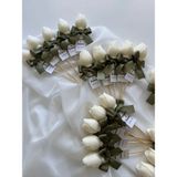 Çağıl Candles Lale Mum | Kişiye Özel Etiketli | 15 Adet El Yapımı Söz Hediyelik| Söz|nişan| Kına |düğün - Beyaz