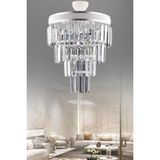 Çağla 5 Li Beyaz Dörtkatlı Kristal Taşlı Modern Avize - 1 - Ahşap