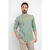Çağla ve Bej Garnili Şef Ceket Aşçı Uniforma (Chef Ceket) Personel Kıyafeti - Çağla Yeşili - 2XL
