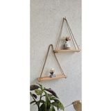 ÇağlaDesign 2 Lİ DEKORATİF AHŞAP HALATLI DUVAR RAFI - ÇİÇEKLİK