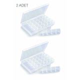 Caglar Accessories 2 Adet 28 Bölmeli ( 7 Tane 4'lü ) Miyuki Boncuk Kutusu 10.5*17*2.5 Cm
