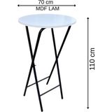 Çağlar Metal Katlanabilir Bistro Masa 70 cm MDF LAMYuvarlak Tabla – Kafe, Düğün, Organizasyon ve Ev Için Şık Metal Masa - 1