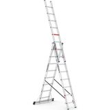 Çağsan 3X8 Basamaklı Triocombi Merdiven Gümüş Gri Alüminyum Kaymaz Basamaklar ile Güvenli Kullanım-Ts175