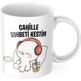 Cahille Sohbeti Kestim Komik Kupa Bardak Komik Yazılı Hediyelik Çay Kahve Kupası - 00-Siyah - Beyaz