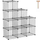 C&AHOME Tel Küp Depolama - 9-Küp Düzenleyici, Metal Izgaralar, Kitaplık, Siyah