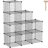 C&AHOME Tel Küp Depolama - 9 Küp Düzenleyici, Metal Izgaralar, Modüler Kitaplık, Dolap Dolabı, Ev, Oturma Odası, Ofis için İdeal - 36,6 'U x 12,4'G x 48,4'Y Siyah