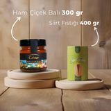 Cahter Süzme Ham Çiçek Balı (300 gr) + Siirt Fıstığı (400 gr) - 700 gr