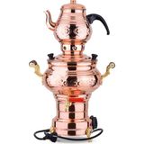 Cahvee Bakır Semaver I Elektrikli I 4lt + 1,5 Lt Demlik - Bronz - Gold