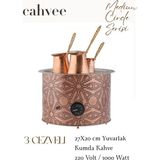 Cahvee Medium Circle Serisi — El Yapımı Yuvarlak Bakır Kumda Kahve Makinesi (3 Cezveli - 27x20 cm / 1000W / Kum Dahil)