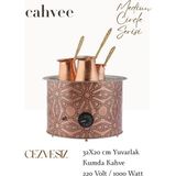 Cahvee Medium Circle Serisi — El Yapımı Yuvarlak Bakır Kumda Kahve Makinesi (32 cm / 1000W / Kum Dahil/Cezvesiz)
