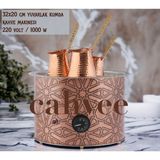 Cahvee Yuvarlak Kumda Kahve Makinesi | 32x20 cm | Bakır Elektrikli El Yapımı | Kum Dahil | Özel Tasarım