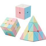 CAILEZHI Sihirli Küp Seti, Eğitici Hız Küpleri 3'lü Paket 2x2x2 3x3x3 Piramit Pürüzsüz Yapboz Küp (Makaron)