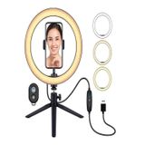 CAILON Masa Üstü 10 Inç Led Ring Light Tripodlu Telefon Tutucu |3 Işık Modu USB Bluetooth Kumanda