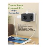 CAILON Termal Akım Korumalı 3’lü Duvar Prizi – 1 USB + 1 Type-C Çıkışlı, Isıya Dayanıklı