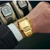 Caınuos Dijital Analog Erkek Kol Saati Sarı Sarı