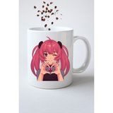 Caisya Anime Asi Kız Baskılı Hediye Beyaz Kupa Bardak