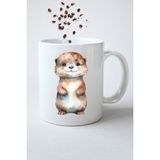 Caisya Anime Cute Otter Su Sanuru Baskılı Hediye Beyaz Kupa Bardak