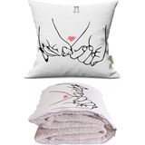 Caisya Bağlı Eller Baskılı Dekoratif Yastık Kırlent Opsiyonel Battaniye 2 In 1 - 110 x 170 cm - Renkli