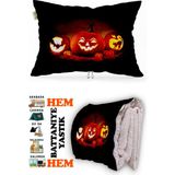 Caisya Bal Kabağı Helloween Desen Baskılı Tv Battaniyeli Opsiyonel Dekoratif Yastık Battaniye 2in1 - Renkli - 115 x 170 cm