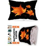 Caisya Çınar Yaprağı Desen Baskılı Tv Battaniyeli Opsiyonel Dekoratif Yastık Battaniye 2in1 Gifts - Renkli - 115 x 170 cm