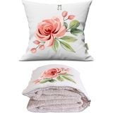 Caisya Frezya Baskılı Dekoratif Yastık Kırlent Opsiyonel Battaniye 2 In 1 - 110 x 170 cm - Renkli
