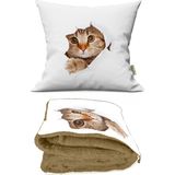 Caisya Home 110x170 cm Renkli Sevimli Kedi Desenli Opsiyonel Yastık İçinde Tv Battaniyesi