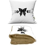 Caisya Home 38x38 cm Renkli Zodyak Kelebek Desenli Opsiyonel Battaniyeli Yastık