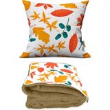 Caisya Home Meşe Palamudu Desenli Opsiyonel Battaniyeli Yastık Dekoratif Kırlent 38 x 38 cm - Standart - Renkli