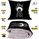 Caisya Home Modern Kız Desenli Opsiyonel Battaniyeli Yastık Dekoratif Kırlent 38 x 38 cm - Standart - Renkli
