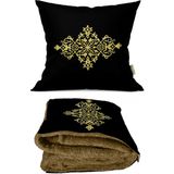 Caisya Home Motif Desenli Opsiyonel Battaniyeli Yastık Dekoratif Kırlent 38 x 38 cm - Standart - Renkli