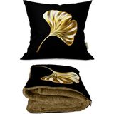 Caisya Home Yaprak Desenli Opsiyonel Yastık Içinde Tv Battaniyesi 110 x 170 cm - Renkli
