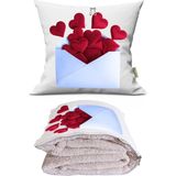 Caisya Kalpli Zarf Baskılı Dekoratif Yastık Kırlent Opsiyonel Battaniye 2 In 1 - 110 x 170 cm - Renkli