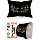 Caisya Kelebek Motif Desen Baskılı Tv Battaniyeli Opsiyonel Dekoratif Yastık Battaniye 2in1 Gifts - Renkli - 115 x 170 cm