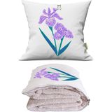 Caisya Lila Sümbül Baskılı Dekoratif Yastık Kırlent Opsiyonel Battaniye 2 In 1 - 110 x 170 cm - Renkli