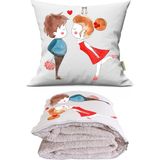 Caisya Love 1 Baskılı Dekoratif Yastık Kırlent Opsiyonel Battaniye 2 In 1 - 110 x 170 cm - Renkli