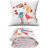 Caisya Love 2 Baskılı Dekoratif Yastık Kırlent Opsiyonel Battaniye 2 In 1 - 110 x 170 cm - Renkli
