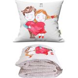 Caisya Love 3 Baskılı Dekoratif Yastık Kırlent Opsiyonel Battaniye 2 In 1 - 110 x 170 cm - Renkli