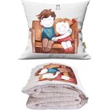 Caisya Love 5 Baskılı Dekoratif Yastık Kırlent Opsiyonel Battaniye 2 In 1 - 110 x 170 cm - Renkli