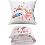 Caisya Love 6 Baskılı Dekoratif Yastık Kırlent Opsiyonel Battaniye 2 In 1 - 110 x 170 cm - Renkli