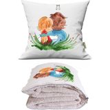 Caisya Love 9 Baskılı Dekoratif Yastık Kırlent Opsiyonel Battaniye 2 In 1 - 110 x 170 cm - Renkli