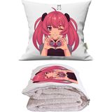 Caisya Love Girl Baskılı Dekoratif Yastık Kırlent Opsiyonel Battaniye 2 In 1 - 110 x 170 cm - Renkli