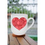 Caisya Love Kalp Baskılı Beyaz Lüx Kupa Bardak