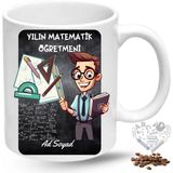Caisya Matematik Öğretmeni Erkek Öğretmenler Günü Hediyesi Isimli Baskılı Porselen Kupa Bardak - Beyaz
