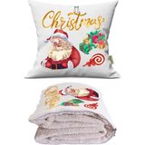 Caisya Noel Baba Baskılı Dekoratif Yastık Kırlent Opsiyonel Battaniye - 115 x 170 cm - Renkli