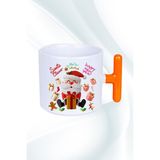 Caisya Noel Baba Happy Christmas Baskılı T Saplı Beyaz Kupa Bardak