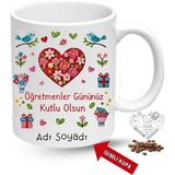 Caisya Öğretmenler Günü Hediyesi Isimli Baskılı Porselen Kupa Bardak - Beyaz