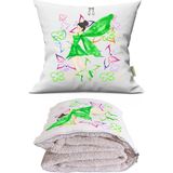 Caisya Peri Kızı Baskılı Dekoratif Yastık Kırlent Opsiyonel Battaniye 2 In 1 - 115 x 170 cm - Renkli