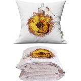 Caisya Retro Çicek Baskılı Dekoratif Yastık Kırlent Opsiyonel Battaniye - 115 x 170 cm - Renkli